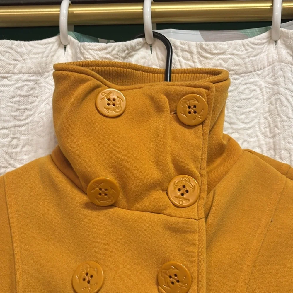 Cavalini Mustard Colored Pea Coat with Belt - Picture 9 of 10